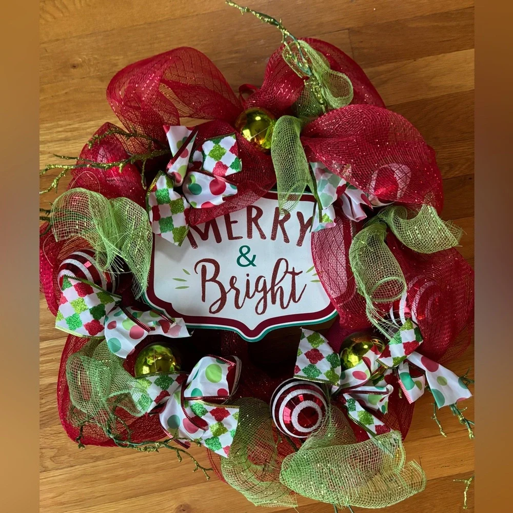 Festive Red and Green Holiday Wreath